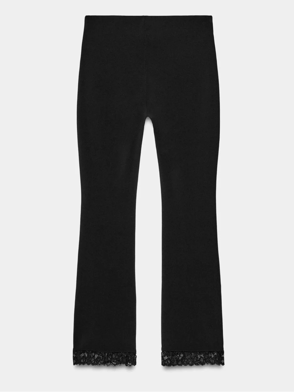 Zara NWT thick Black Lace Trim Hem stretchy legging Pants